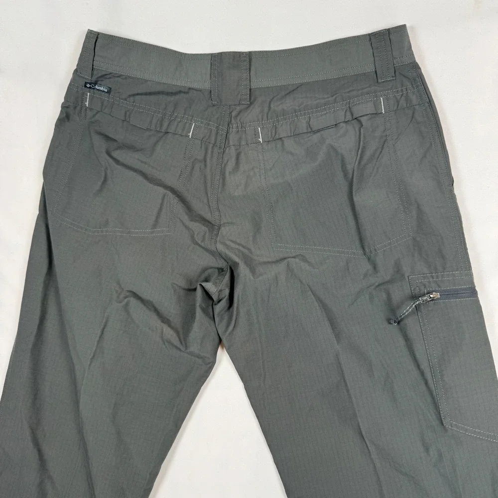 Columbia Mens Gray Ripstop Cargo Hiking Pants 34x32 Outdoor Lightweight Techwear